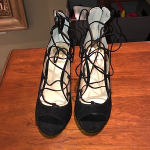 Black lace up heels